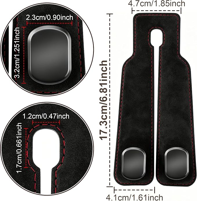 SUKIPIN Car Hooks, Car Seat Headrest Hooks for Purses and Bags 4-Pack Black | Car Accessories for Women, Solid Durable Construction, Quick Tool-free Mounting, Universal Fit for Most Vehicle Headrests