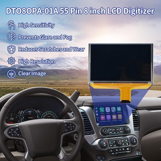 LCD Touch Screen Replacement DJ080PA-01A Digitizer Screen Radio Fit 2014-2018 Chevy Silverado Tahoe Chevy Colorado OEM Navigation, Fit GMC Sierra Yukon Trucks SUV Mylink 8-inch Touchscreen