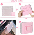 Bling Car Trash Can with Lid, Leakproof Mini Vehicle Trash Bin Automotive Dustbin Organizer Storage, Sparkling Crystal Rhinestone Trash Bag Container with 30pcs Garbage Bags Car Accessories
