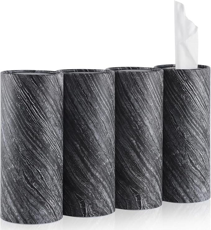 Car Tissue Holder, 4 Pack Car Cup Holder Facial Tissues with Travel Tissue Bag, Quick and Convenient Flower Combination Car Tissue Box(4 Canisters/200 Tissues) Gray