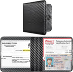 CoBak Car Registration and Insurance Holder - Small and Lightweight Vehicle Glove Box Car Organizer, Auto Truck Comparment Accessories Case for Essential Document, Driver License (Carbon Fiber Black)
