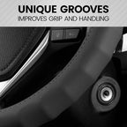 Genuine Black Leather Steering Wheel Cover for Car, Large 15.5-16 inch – Ergonomic Comfort Grip for Men & Women, Car Steering Wheel Cover for Vehicles with Large Steering Wheels