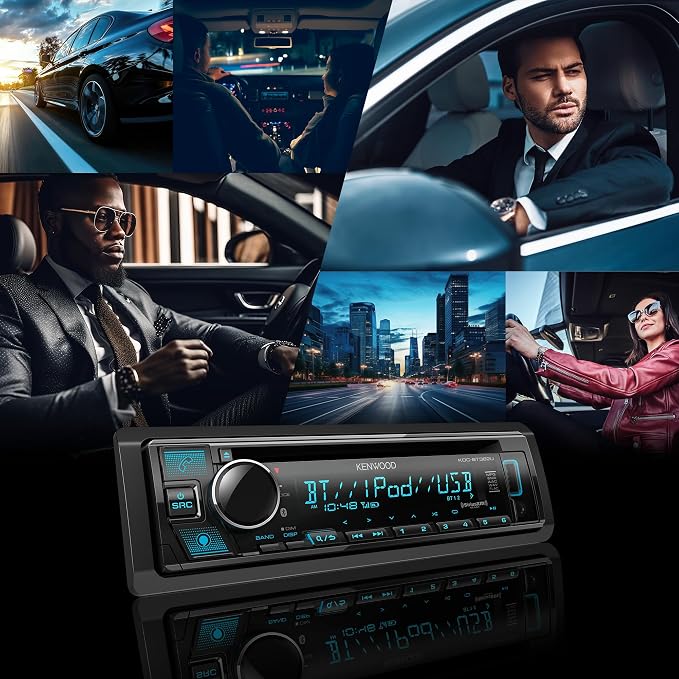 KDC-BT382U CD Car Stereo Receiver with Bluetooth, Alexa Compatible, 13 Band EQ with Digital Time Alignment, Music Mix 5 Device Pairing, Dual Phone Connection, Front USB AUX-in, AM/FM Radio