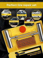 Tire Repair Kit with Plugs Fix Punctures & Plug Flats with Ease - Heavy Duty Flat Tire Puncture Repair Kit for Car, Motorcycle, ATV, UTV, RV, Trailer, Tractor, Jeep, Etc