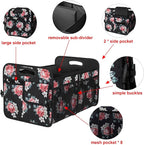 Femuar Car Trunk Organizer,Car Storage Organizer with 72L Large Capacity Waterproof Collapsible and 11 Pockets,Trunk Organizer for Car Suv/Jeep/Sedan, Large Size, Flower