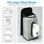 Car Trash Can with Tissue Holder, Leakproof Car Garbage Can with Detachable Car Napkin Holder, Hanging Car Trash Bin for Headrest, Console, Truck, SUV Car Accessories, Crocodile Pattern