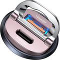 125W USB C Car Charger, [Mini & Metal] USB C Car Charger Adapter Fast Charging PD65W & QC60W Dual Port Type C Car Cigarette Lighter USB Charger for iPhone 16 15 14 Pro Max S25 MacBook-Pink