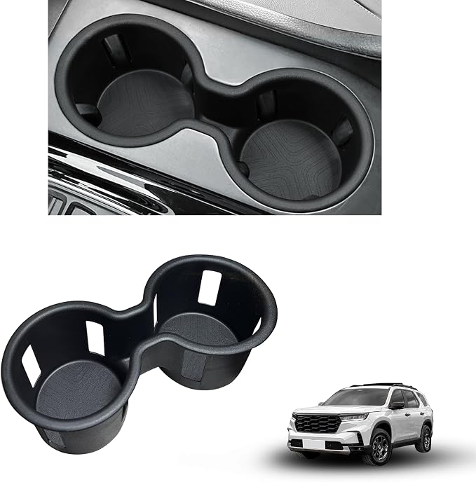 Center Console Cup Holder for 2023-2025 Honda Pilot/2024-2026 Passport Accessories Cup Holder Insert TPE Front Drink Holder Organizer for Pilot 2024 Interior Decoration Black