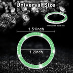 2 PCS Crystal Double Rhinestone Car Engine Start Stop Decoration Ring, Bling Car Interior Accessories for Women, Push to Start Button Cover Sticker, Automotive Decals, Light Green