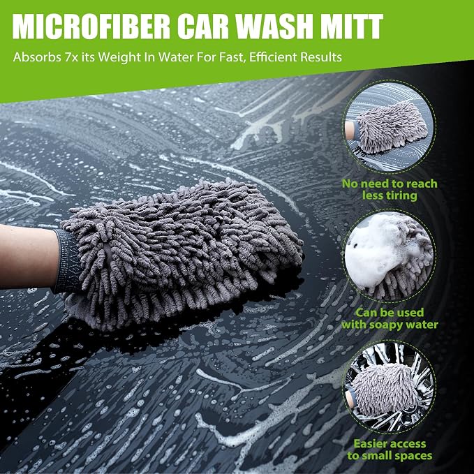2 Pack 1300 GSM Car Drying Towels (36" x 24"), Microfiber Towels for Cars, Ultra-Absorbent, Streak Free, Car Wash Mitt, Car Detailing Supplies, Car Wash Kit, Car Cleaning Supplies Kit for SUV,RV