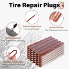 Sixzoo 60 PCS Tire Plugs Heavy Duty, 4" X 0.24" Tire Repair Plugs, Rubber Tires Plug, Tires Repair Strings for Tubeless Puncture Car, RV, SUV, ATV, Motorcycle, Truck,Tractor (Brown)