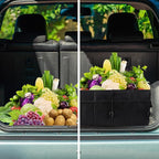 Extra Large Trunk Organizer 98L Collapsible Car Storage Trunk Organizer with Removable Dividers & Adjustable Securing Straps for Car SUV Van
