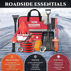 Roadside Emergency Car Kit for Vehicles, Car First Aid Kit Emergency Kit with Jumper Cables, Snow Shovel, Tow Strap, Car Safety Kits, Road Trip Assistance for Men, Women, New Driver Gifts