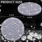 2PCS Bling Crystal Rhinestone Cup Holder Coaster, 2.75 inch Soft Silicone Anti-Slip Shockproof, Car Cup Holder Insert Coasters, Universal Car Interior Accessories for Women (Gray & White)