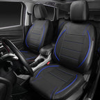 Universal FIT Piping Leather Car Seat Cover, for suvs,Van,Trucks,Airbag Compatible,Inside Zipper Design and Reserved Opening Holes (Full Set, Black and Blue)