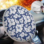 Blue Hibiscus Flowers Steering Wheel Cover Sun Shade Universal 17 inch Insulation Steering Wheel Cover for Cars SUV Trucks Cute Car Steering Wheel Accessories for Women