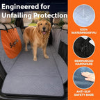 Dog Car Seat Cover for Back Seat - Upgraded PU Leather Dog Hammock, 400lbs Hard Bottom Backseat Pet Cover, Waterproof Anti-Scratch + Pet Safety Belt (Black-54“x18”)