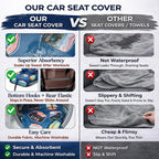 2 PCS Front Waterproof Car Seat Towel Covers, Sweat Seat Protector for Cars and SUVs with Headrest Cover and Fixed Hooks for Use After Gym, Beach, Swimming, and Outdoor Activities