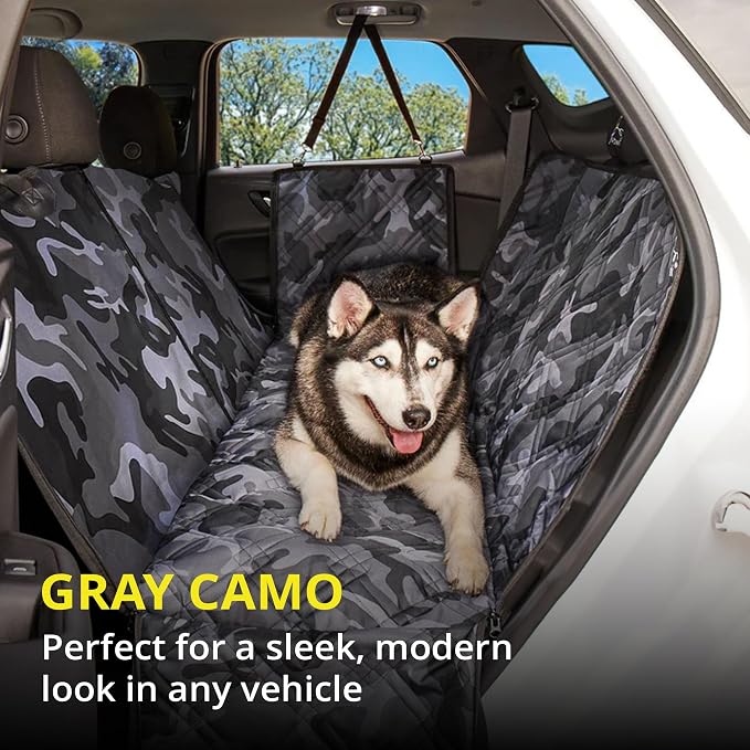 Dog Car Seat Cover, X-Large Heavy Duty Pet Seat Cover for Back Seat, Extra Padded Non-Slip Dog Hammock, Water-Resistant Back Seat Protector for Cars Trucks and SUVs (64” W x 60" L)