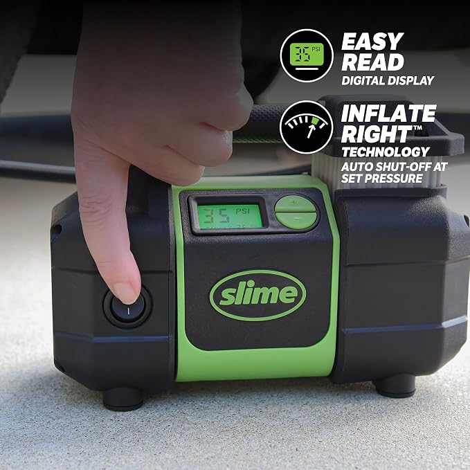 40063 Tire Inflator, Portable Car, SUV, 4x4 Air Compressor, Elite Heavy Duty, Inflate Right Automatic Shut Off, with Digital 99 psi Display, Long Hose and LED Light, 12V, 3 min Inflation
