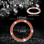 2 PCS Crystal Double Rhinestone Car Engine Start Stop Decoration Ring, Bling Car Interior Accessories for Women, Push to Start Button Cover Sticker, Automotive Decals, Reddish Orange