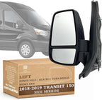 Driver Side Mirror for 2018-2019 Ford Transit 150 250 350 Power Adj Heated Power Folding Turn Signal Light Short Arm Textured Black 8 Pins Left FO1320602