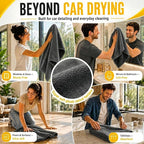 Car Drying Towel, Extra Large 48 x 24 Inch, 1400 GSM, Dual-Grey | Twisted Loop Microfiber Towel for Cars - Absorbent Car Dry Towel and Car Wash Towel for Streak-Free, Paint-Safe Car Detailing