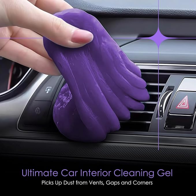 Car Cleaning Gel Putty | Reusable Dust Cleaning Slime for Air Vents, Dashboard, Cup Holders, Keyboard & AC Vent Cleaner | Non-Sticky No Residue Gel (Lavender Fresh Scent)