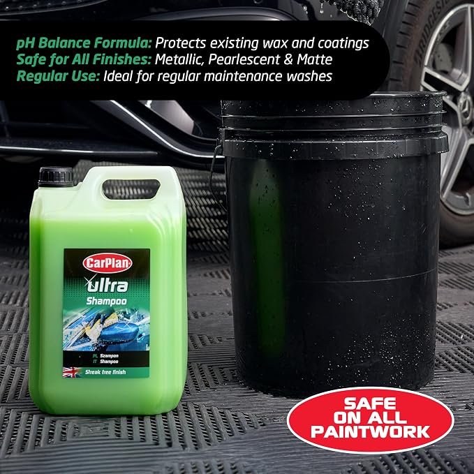 Ultra Shampoo Car Wash Soap, 169 fl oz (1.3 Gallon) | Paint Safe, Removes Dirt & Boosts Shine, For Bucket Wash with Sponge, Suitable for all Vehicles