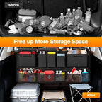 Trunk Organizer for SUV, Car Organizer with 10 Pockets Large Capacity & 3 Adjustable Straps for Easy Installation, Hanging Car Storage Universal Fit for Sedans, SUVs, MPVs, Trucks, 43.3 x 18.9in