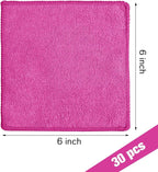 Cleaning Cloth Dry Erase Cloth Cleaning Rags Reasonable Kitchen Towels Microfiber Towels Cars Wash(6 x 6 Inch,Pink,30 Pcs)