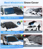Upgrade Windshield Cover for Ice & Snow [Fast Install & Removal] 600D Oxford Fabric Against Magnetic Fit Snow, Ice, Frost, Winter Accessories - Fit for All Sedans/Cars - (69' x48'')