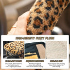 5 Pcs Fuzzy Animal Print Car Accessories Set, Soft Fluffy Plush Steering Wheel Cover, Center Console Armrest Pad & Rearview Mirror Cover - Interior Decorations for Women,Universal Fit (Leopard Print)