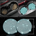 27 PCs Aquamrine Bling Car Accessories Set for Women, Steering Wheel Covers Universal Fit 15 Inch, Bling License Plate Frame, Bling Phone Holder, Bling Car Coasters (Aquamrine Diamond)