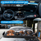 4 Dogs Foldable Windshield Snow Cover, Reflective Accordion Car Windshield Snow Cover, Sun Visor for Car Windshield, Ultimate Heat & UV Protection, Suitable for Most Cars, 57.1" L x 27.6" W