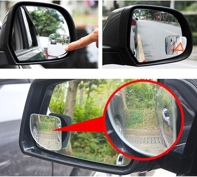 x Blind Spot Mirror, 2'' Black Fan HD Glass Convex Adjustable Wide Angle Rear View Mirror,Universal For Car SUVs Truck Motorcycle (2pcs)