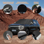 Windshield Window Snow Cover with 2 Hooks and 2 Mirror Covers Ice and Snow Front Window Sunshade Cover Fit for SUVs, Trucks, Cars (Black-SUVs)
