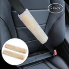 Soft Faux Fur Universal Fit Seatbelt Cover Car Truck SUV Airplane Seat Belt Shoulder Pad for Carmera Backpack Straps Neck Cushion Protector 2 Pack 10.5in Beige