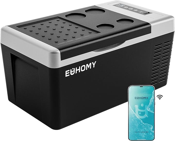 12 Volt Refrigerator, 19QT(18L) Compressor Electric Cooler APP Control, Car Fridge -4℉~68℉, Portable Refrigerator 12/24V DC 100-240V AC, Portable Freezer for Camping, Travel, Boat