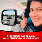 XLarge Blind Spot Mirror for Trucks 3.6"X2.5" - HD Glass Frameless Convex Mirror for Truck with Wider View and Improved Traffic Safety