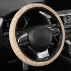Elastic Stretch Steering Wheel Cover, Breathable Microfiber Ice Silk, Anti-Slip, Car Interior Accessories Fits for 14"-15" Steering Wheel Covers for Women & Men(Beige)