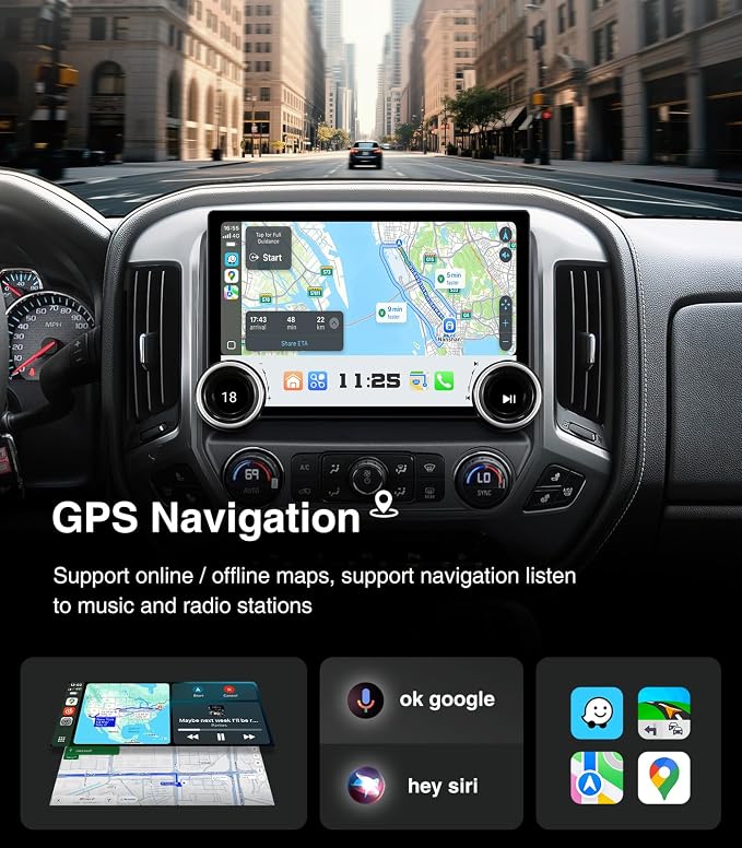 Car Stereo for Chevy Silverado GMC Sierra 2014-2018, Wireless CarPlay & Android Auto, 11.5 Inch QLED Touch Screen Radio Upgrade, GPS Navigation Head Unit, Bluetooth, Backup Camera