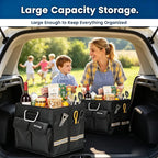 Trunk Storage Organizer with Lid, 35cm Small 36L Collapsible Car Trunk Organizer,Small Car Organizer Aluminium Handle, Car Accessories for Sedan Auto SUV Truck Minivan Road Emergency Black