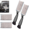 2PCS Double Head Brush for Car Clean, Car Accessories Universal 2 in 1 Car Detailing Brush, Double Ended Portable Dust Brush with 4 Cleaning Cloth, for Air Conditioner Outlets, Dashboard Screen