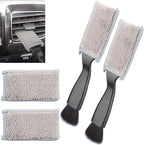 2PCS Double Head Brush for Car Clean, Car Accessories Universal 2 in 1 Car Detailing Brush, Double Ended Portable Dust Brush with 4 Cleaning Cloth, for Air Conditioner Outlets, Dashboard Screen