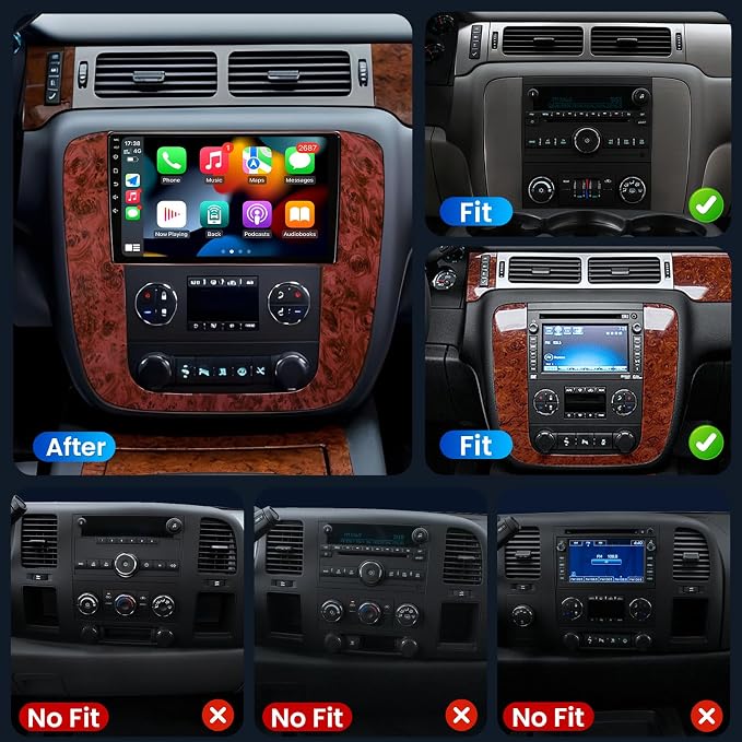 8Core Android 15 Car Radio for 2007-2013 Chevrolet Chevy Silverado Tahoe Suburban GMC Yukon: 9'' 1280*800P IPS Touch Screen Build-in GPS Wireless Carplay & Android Auto 5Ghz WiFi BT Backup Camera FM