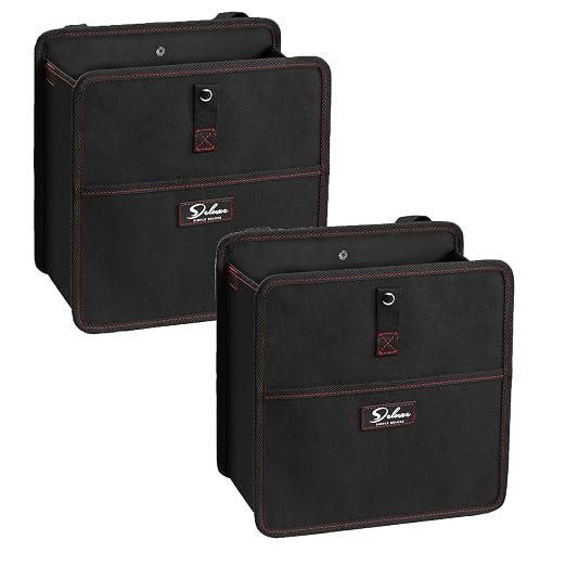 2 Pack Car Trash Can with Storage Pockets, Multipurpose Car Garbage Bin with Adjustable Straps, Foldable and Portable Organizer, Hanging for Headrest, 3 Gallon, Black
