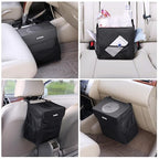 Car Trash Can with Lid - Car Accessories for Women Men, Vehicle Trash Bin Storage Bag, Truck Garbage Can Foldable with Metal Rack Support for Back Seat Hanging (2.4 Gallon/9L)