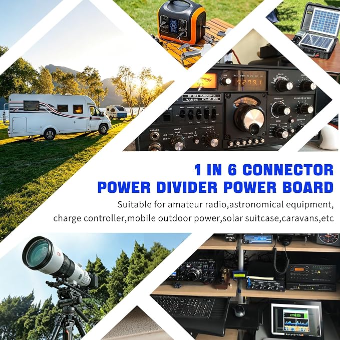 6 Out Power Pole Distribution Block Power Splitter Distributor Source Strip | 1 in 6 out Connector Power Divider Power Board 40Amp