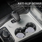 2PCS Bling Crystal Rhinestone Cup Holder Coaster, 2.75 inch Soft Silicone Anti-Slip Shockproof, Car Cup Holder Insert Coasters, Universal Car Interior Accessories for Women (Gray & Colorful)